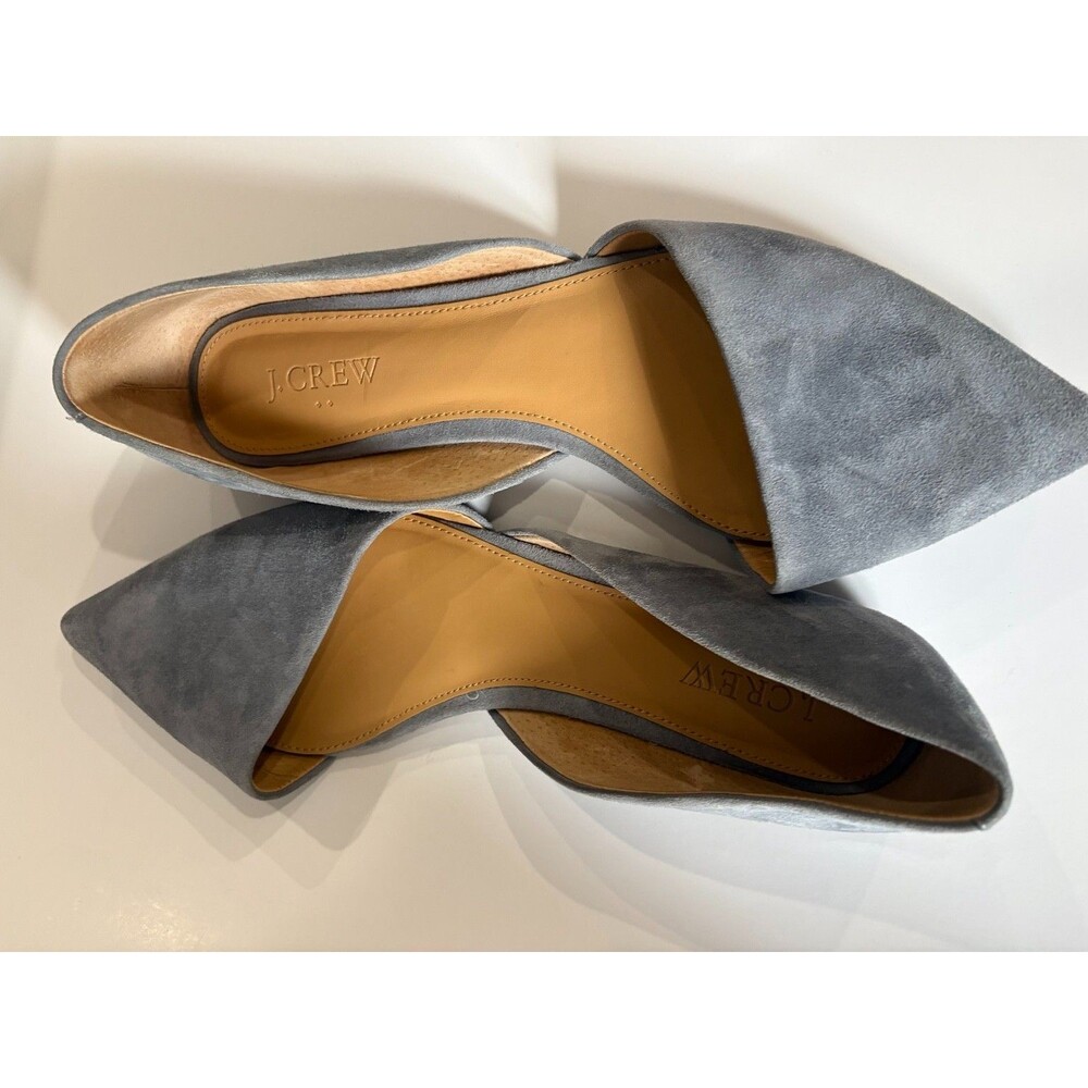 J.Crew Zoe Womens 9.5 Blue Suede D'Orsay Flats Pointed Toe Shoes F5310